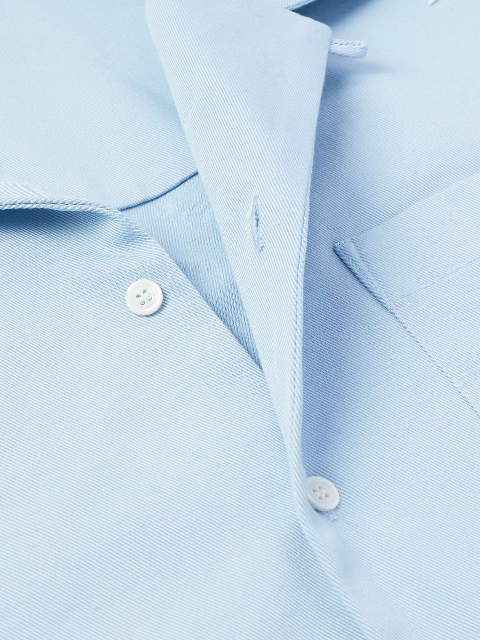 Convertible-Collar Logo-Embroidered Stretch-Cotton Gabardine Shirt - 4