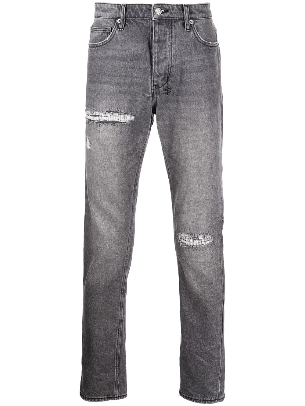 distressed straight leg jeans - 1