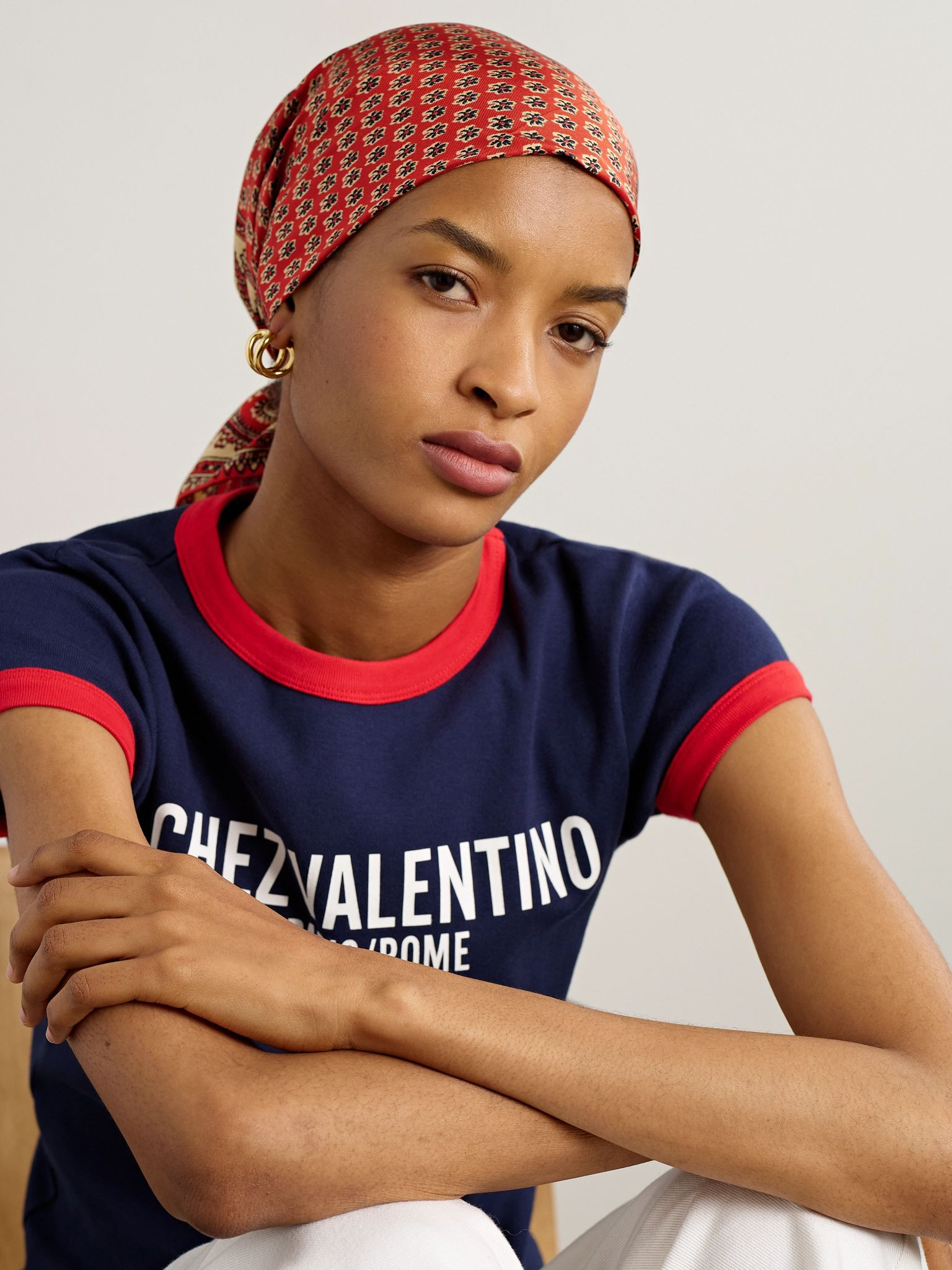 Printed silk-twill scarf Red - 4