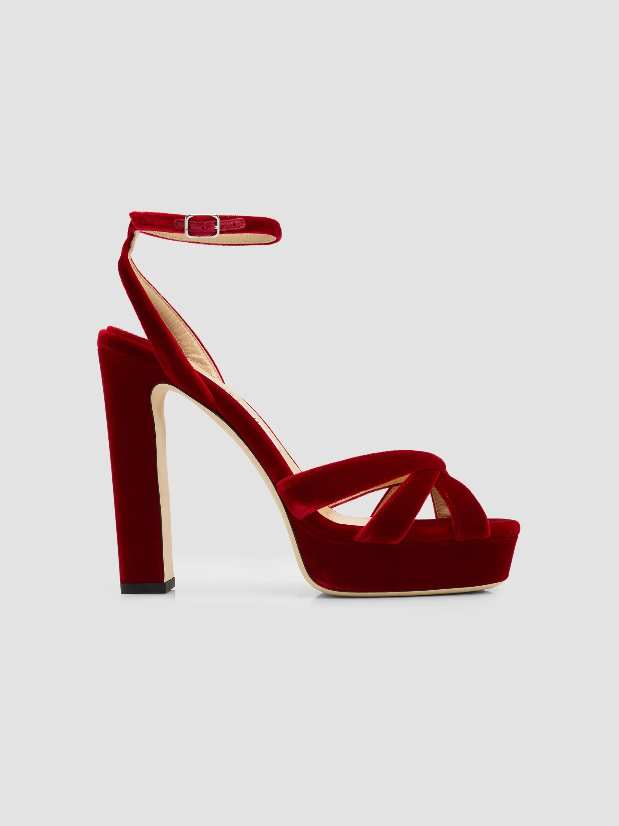 Women's Kove 120MM Velvet Platform Sandals - Ruby Red - 1