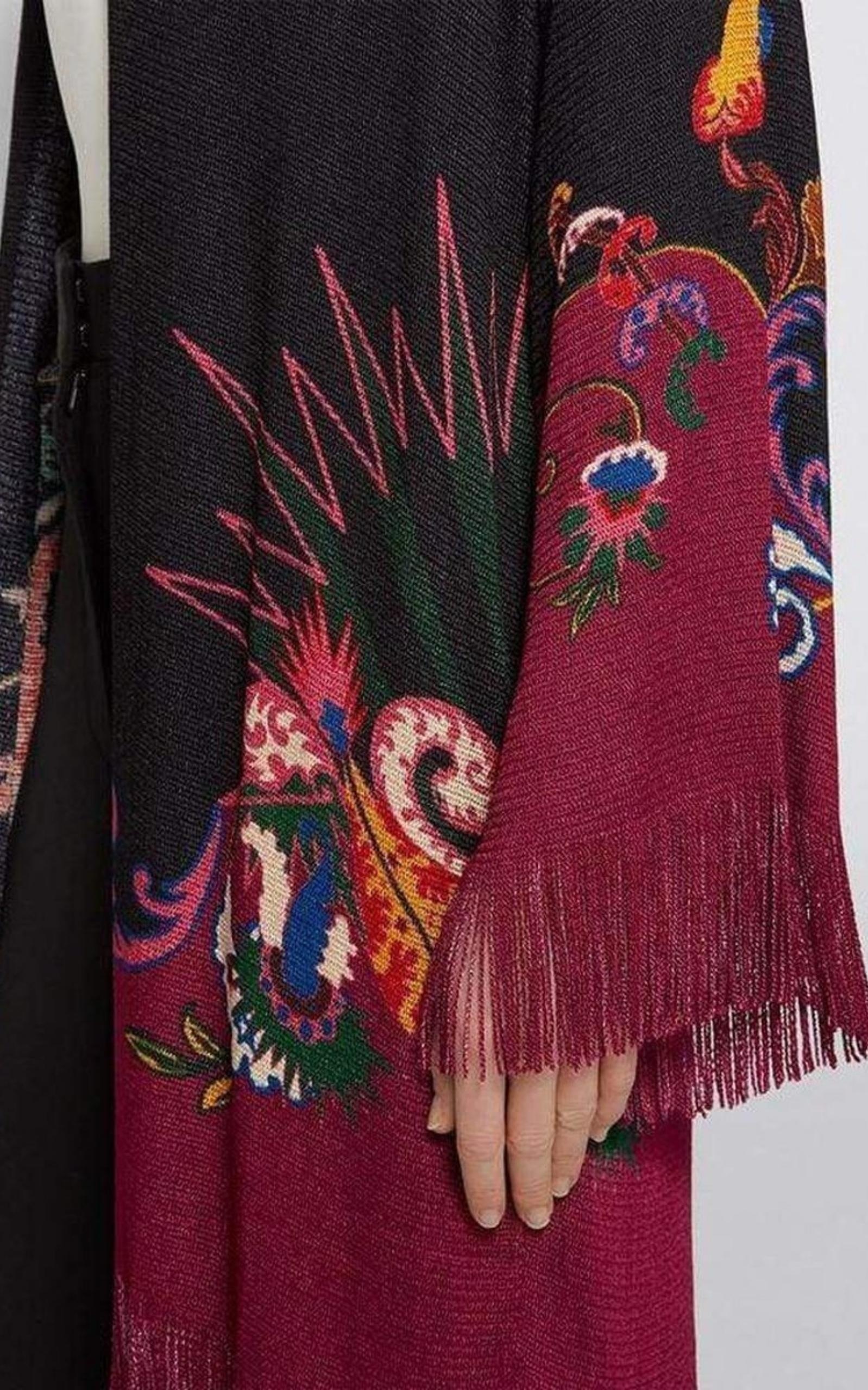 Fringe Jacquard Floral Cardigan Jacket - 4