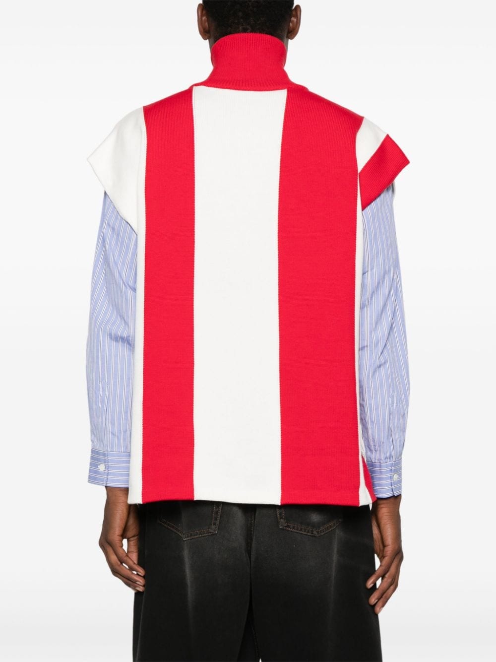 logo-embroidered striped track vest - 5