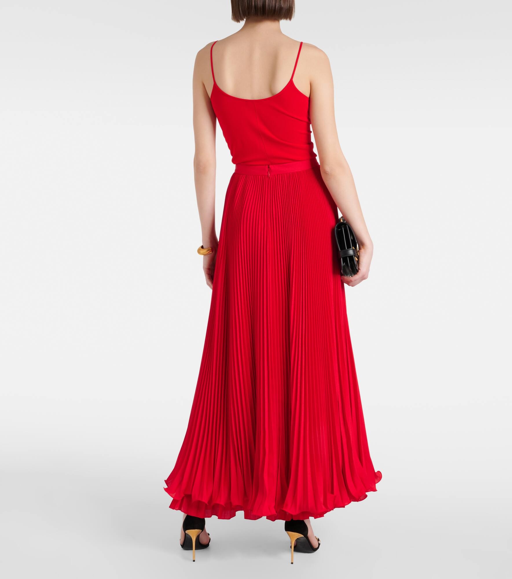 Pleated crêpe maxi skirt - 3