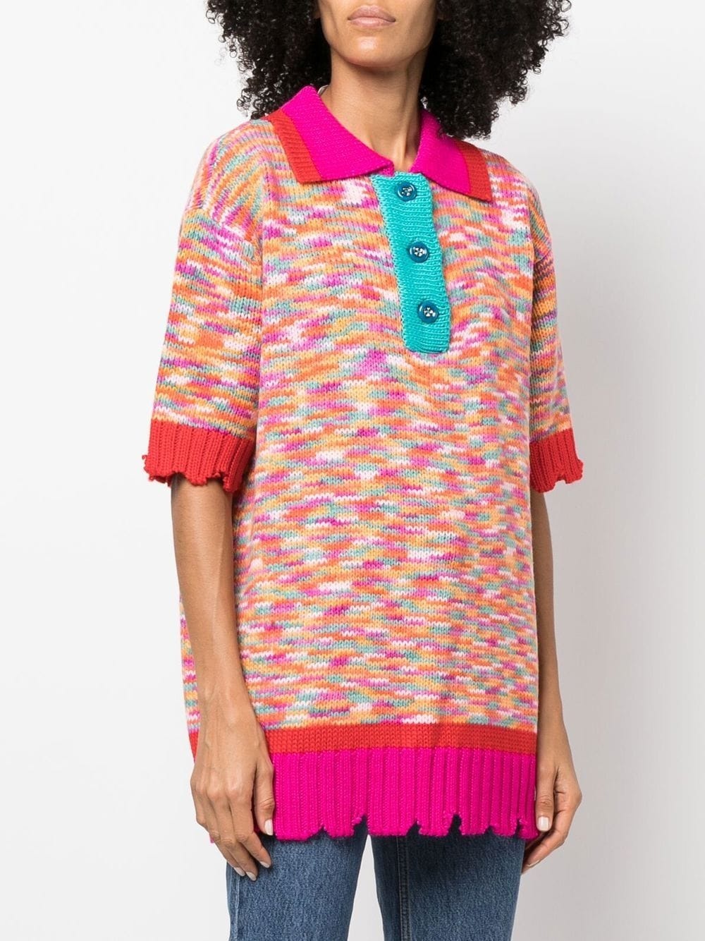 knitted short-sleeved polo shirt - 3