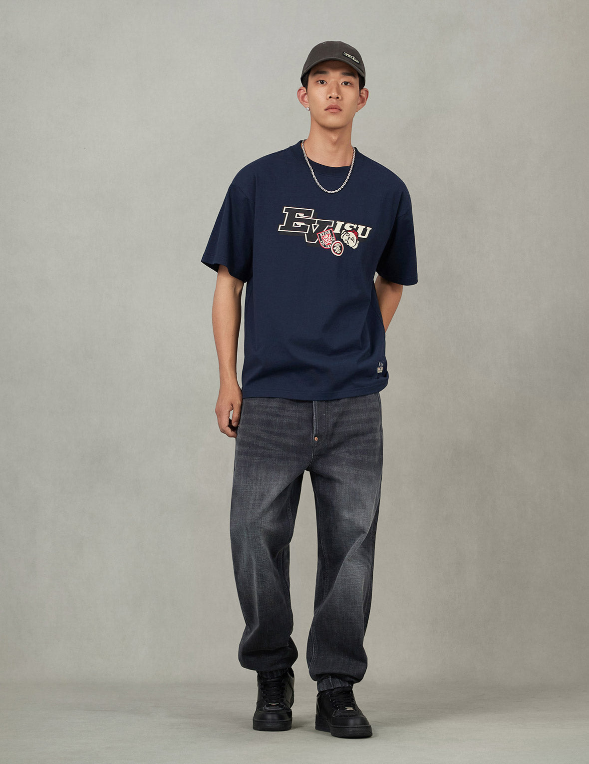 Emboss Seagull and Logo Regular Fit Denim Jogger - 5