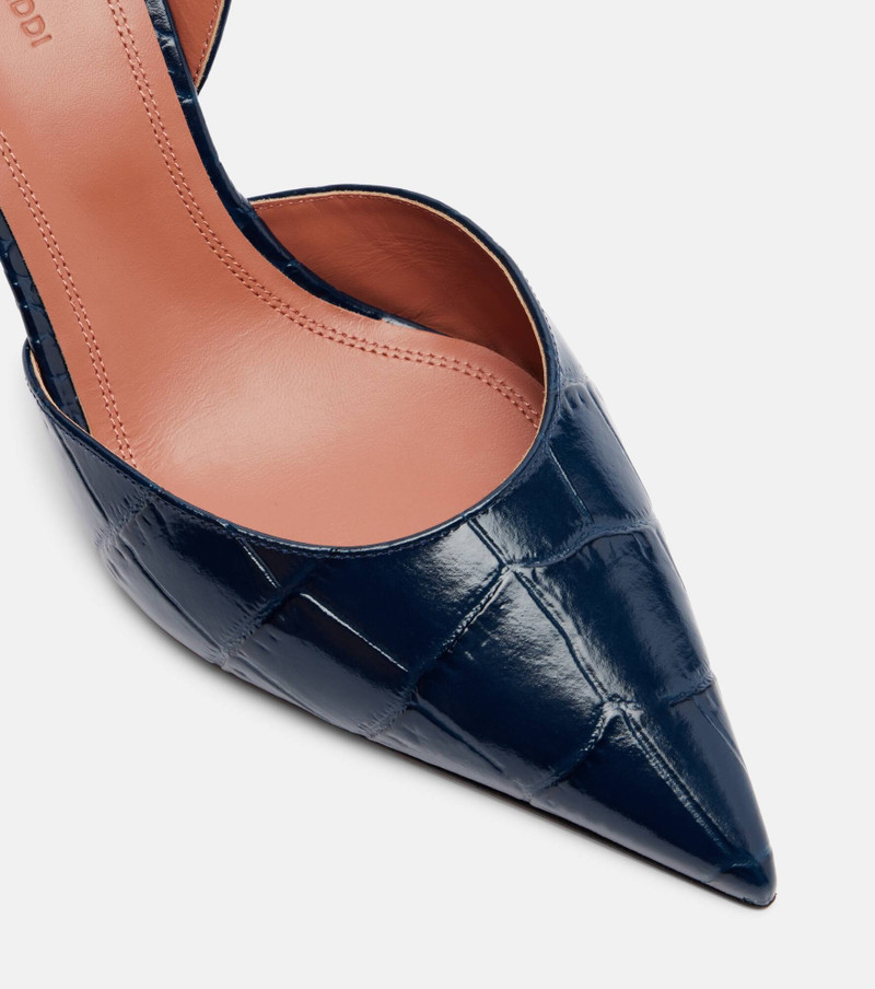 Holli croc-effect leather slingback pumps 6