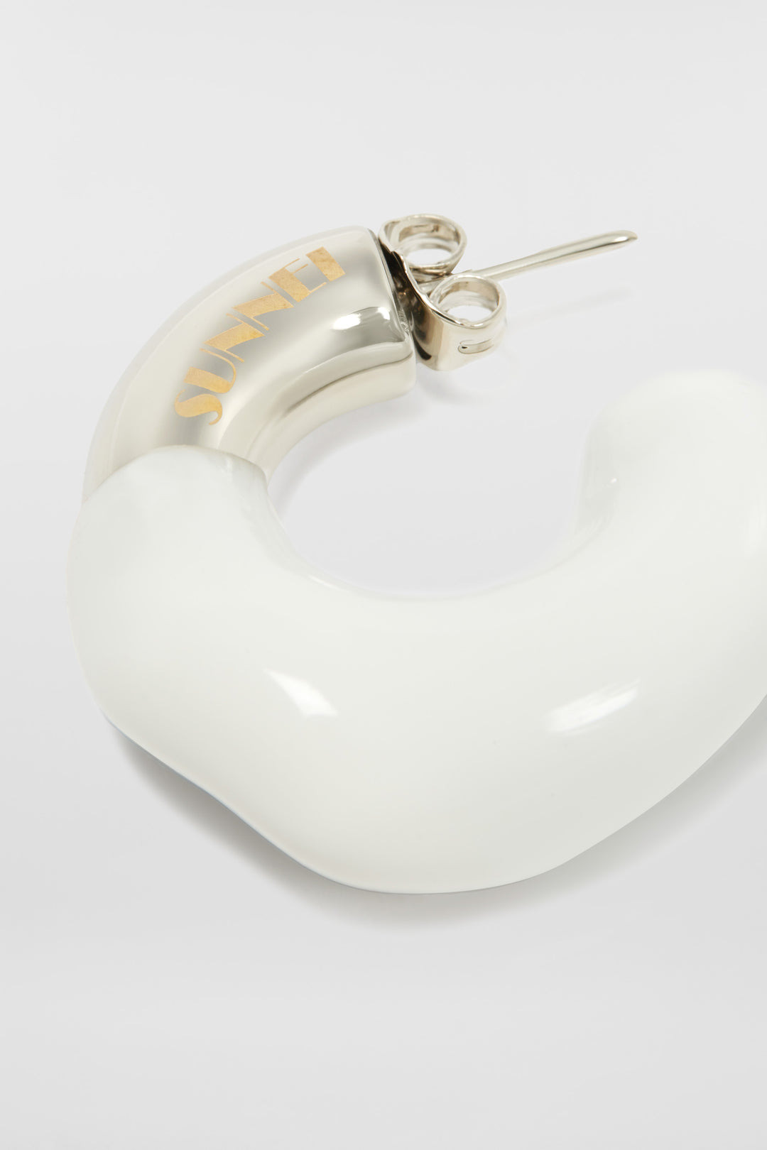 SMALL RUBBERIZED EARRINGS SILVER / white - 2