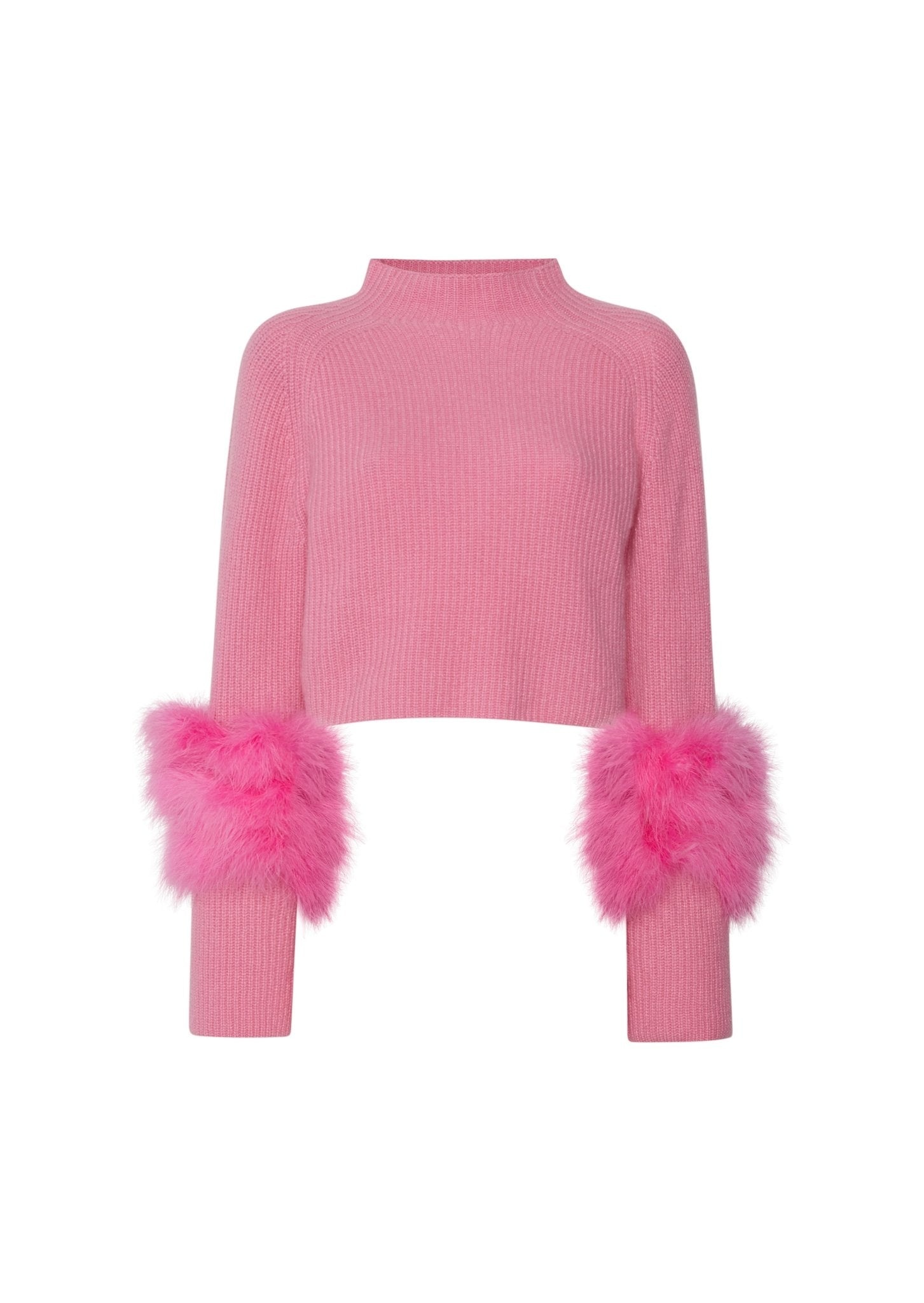Airy Cashmere Cropped Sweater With Marabou Feathers - 1