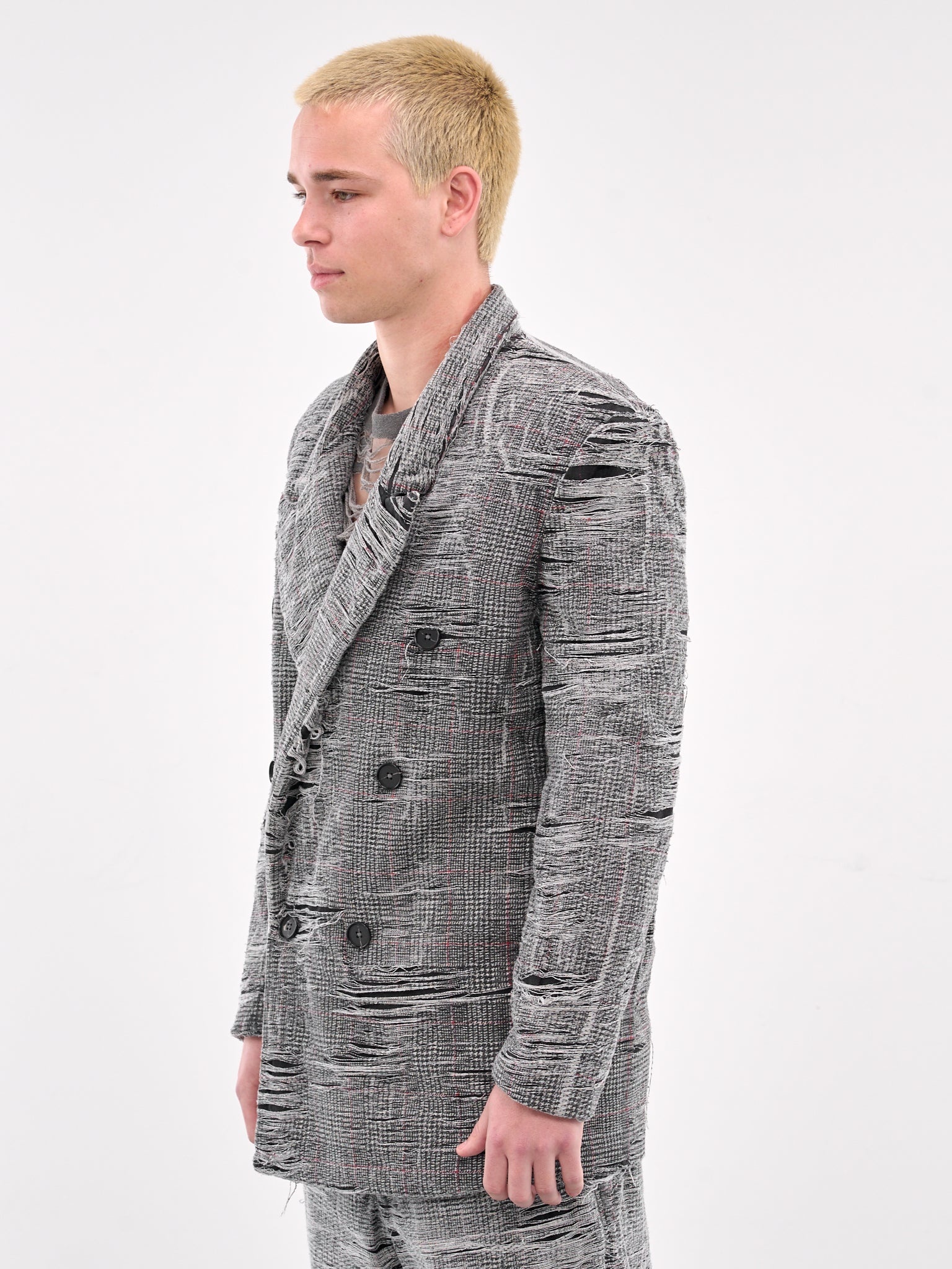 Distressed Double-Breasted Blazer - 2