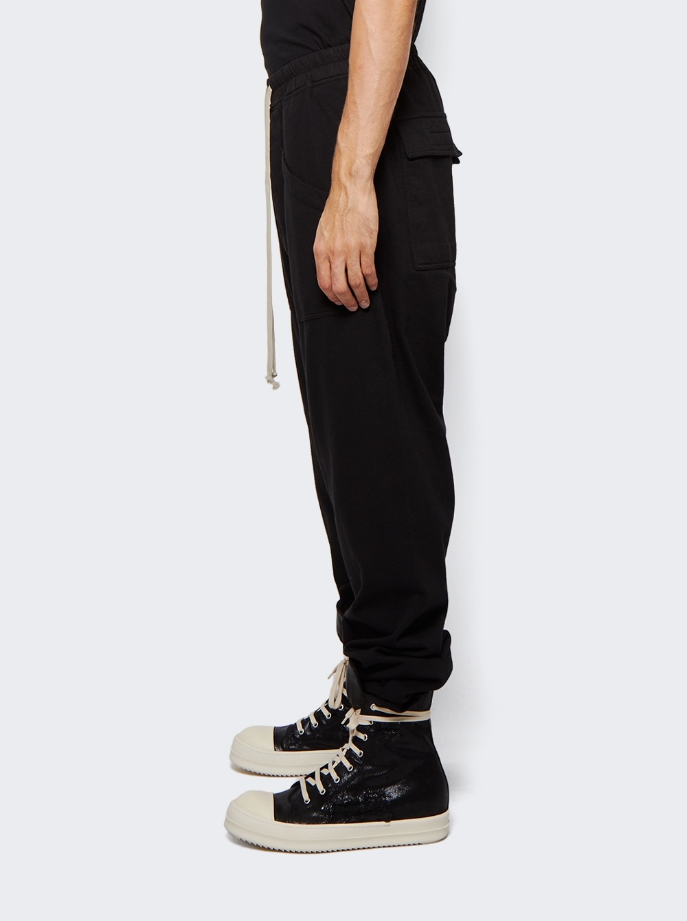 Drawstring Cargo Pants Black - 5