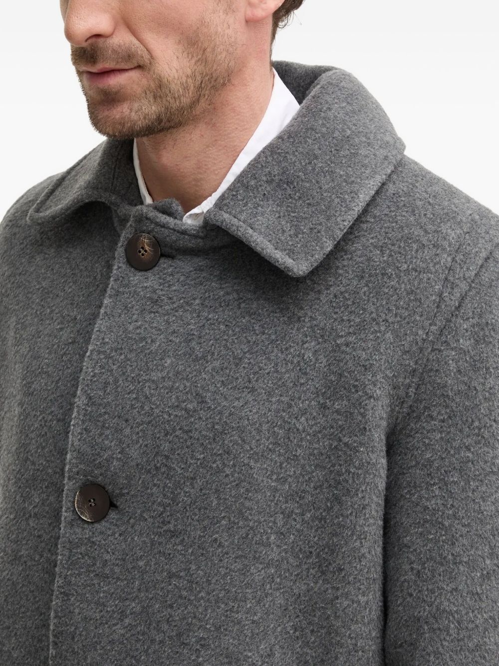 button-fastening front pockets coat - 4