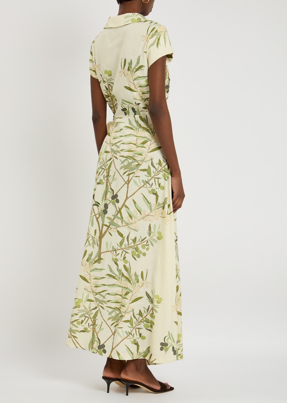 Bernadette Mara Printed Linen-blend Midi Wrap Dress - 3