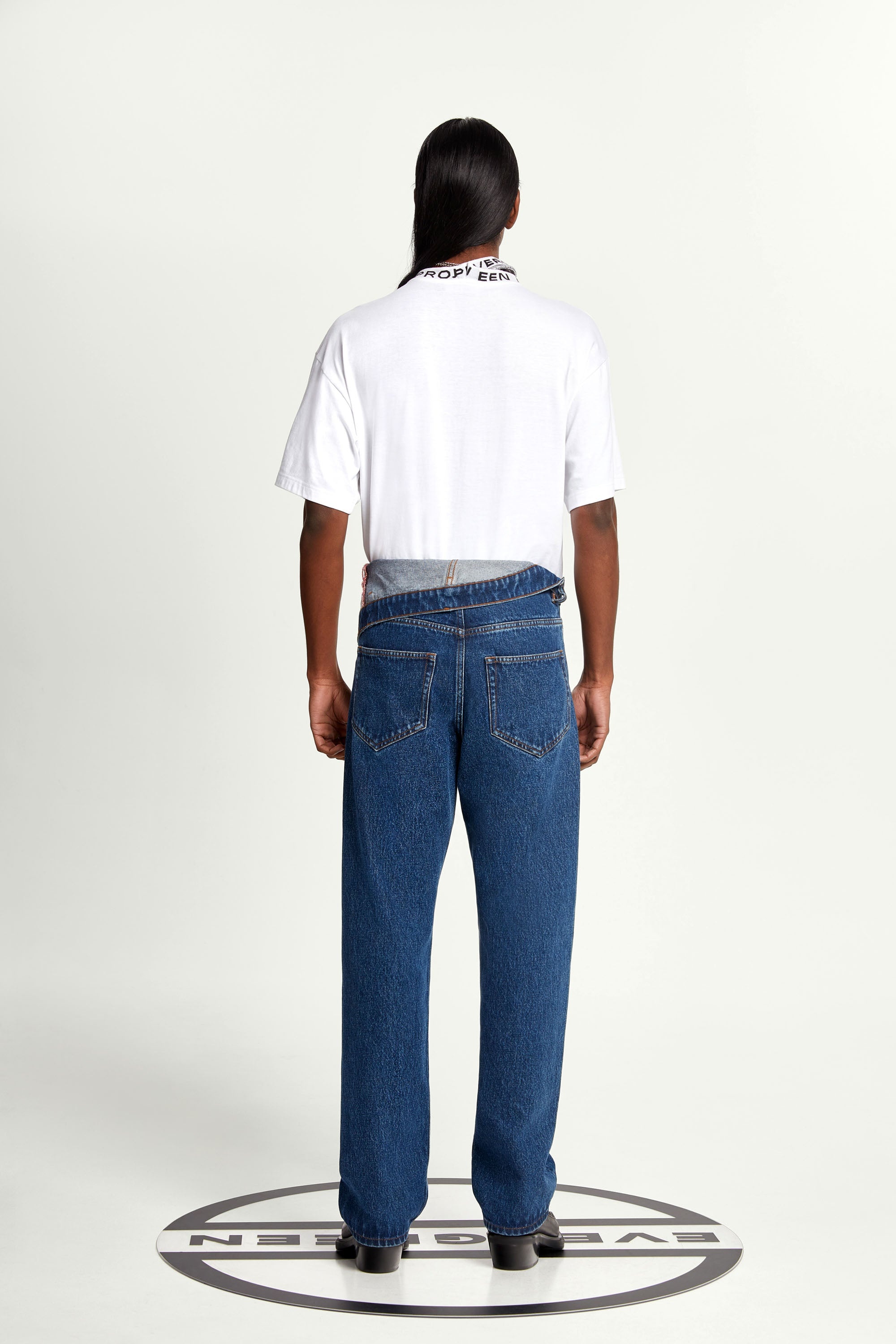 パンツ Y projectCLASSIC ASYMMETRIC WAIST JEANS Y/project Classic Asymmetric Waist Jeans - Ice Blue | Garmentory