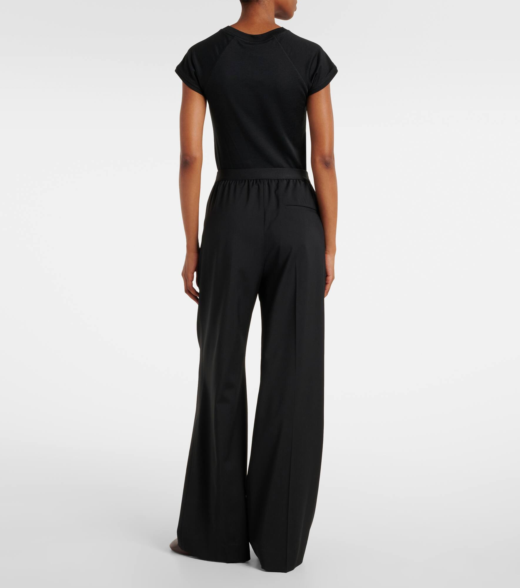 Logo wool mid-rise straight pants - 3