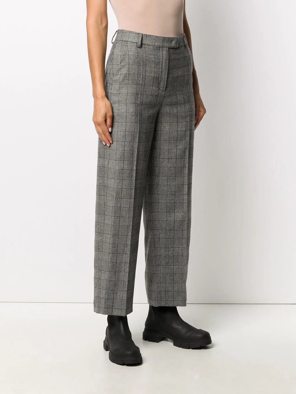 straight leg check pattern trousers - 3