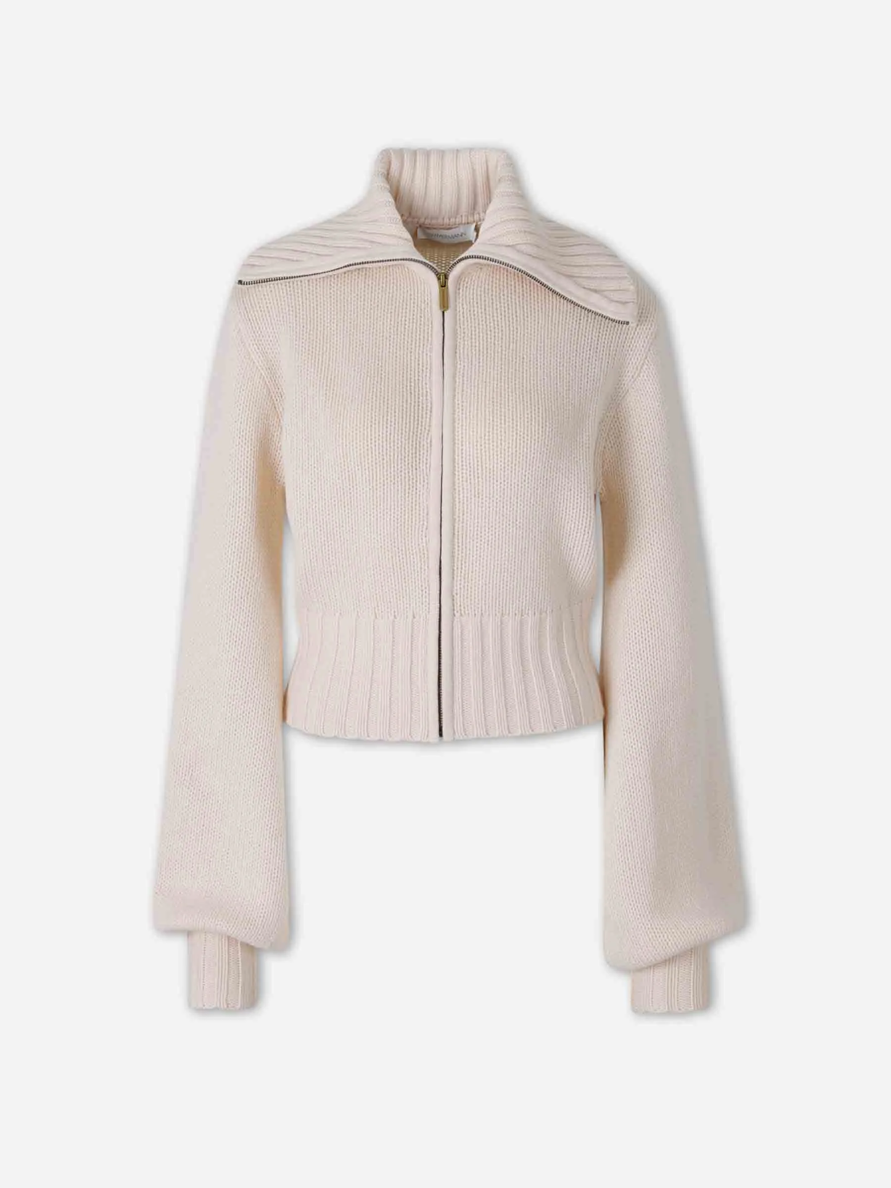 CASHMERE WOOL ZIP CARDIGAN - 1