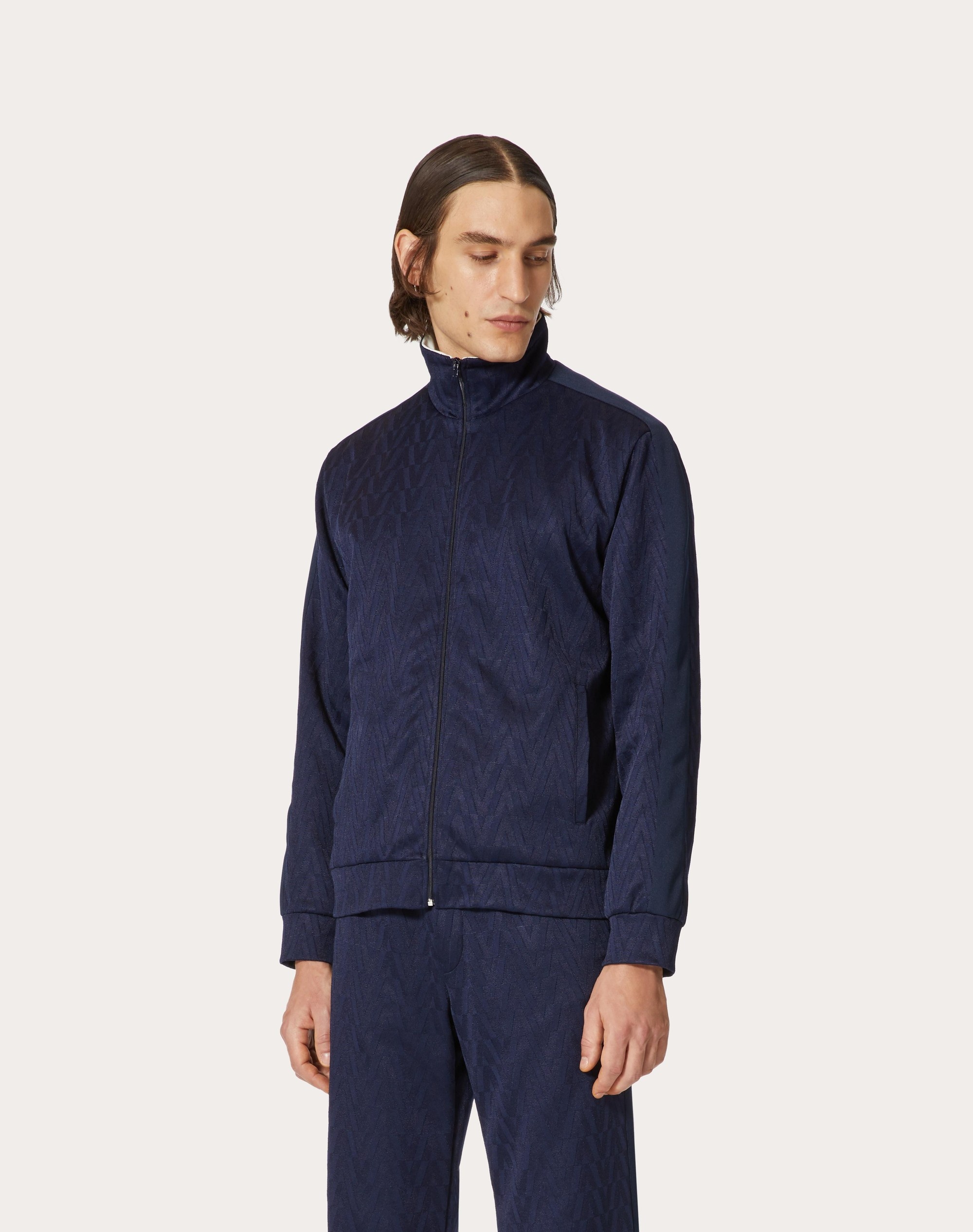 ZIP-UP SWEATSHIRT WITH OPTICAL VALENTINO JACQUARD - 3