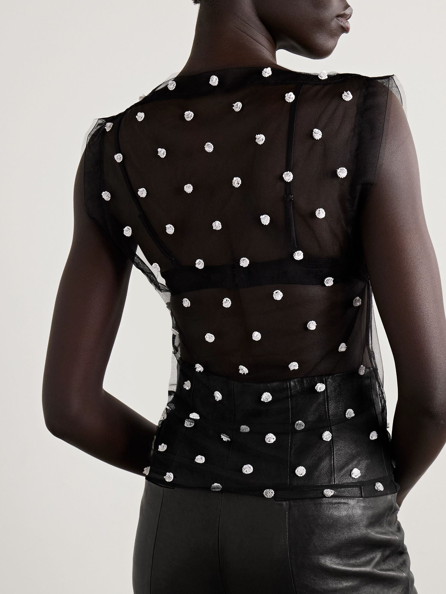 Elicy embellished tulle tank Black - 4