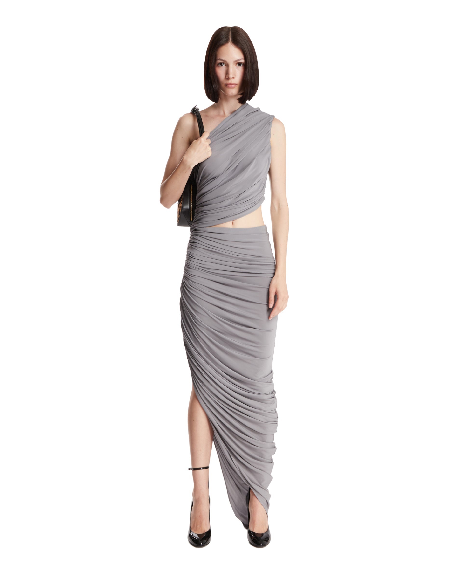 Gray Asymmetric Cut-out Dress - 2