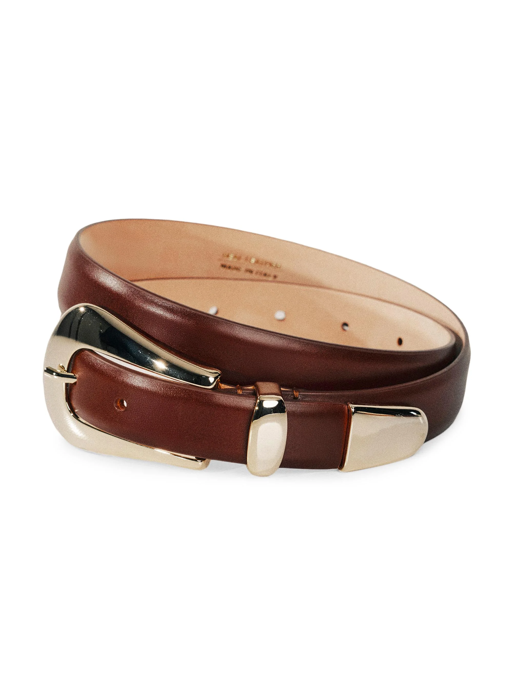 Women's Colette Leather Belt - Mahogany Pale Gold - 1