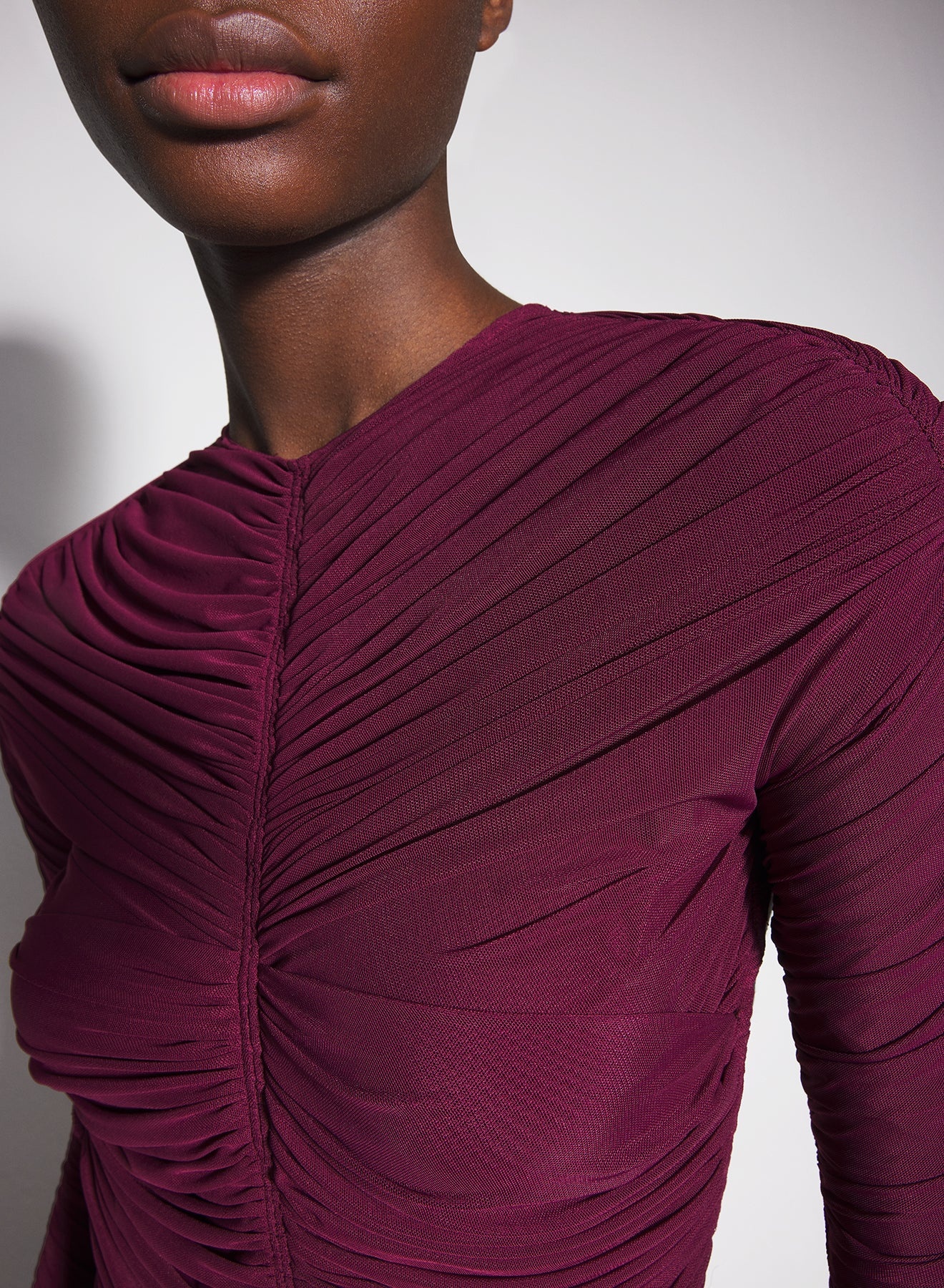 burgundy ruched gown - 3