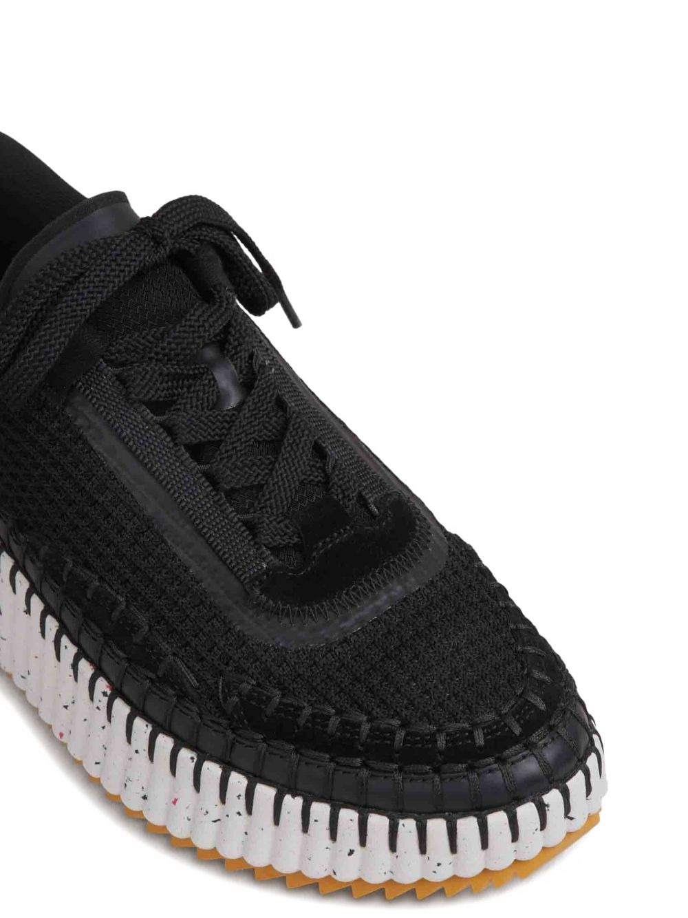 textured lace-up sneakers - 3