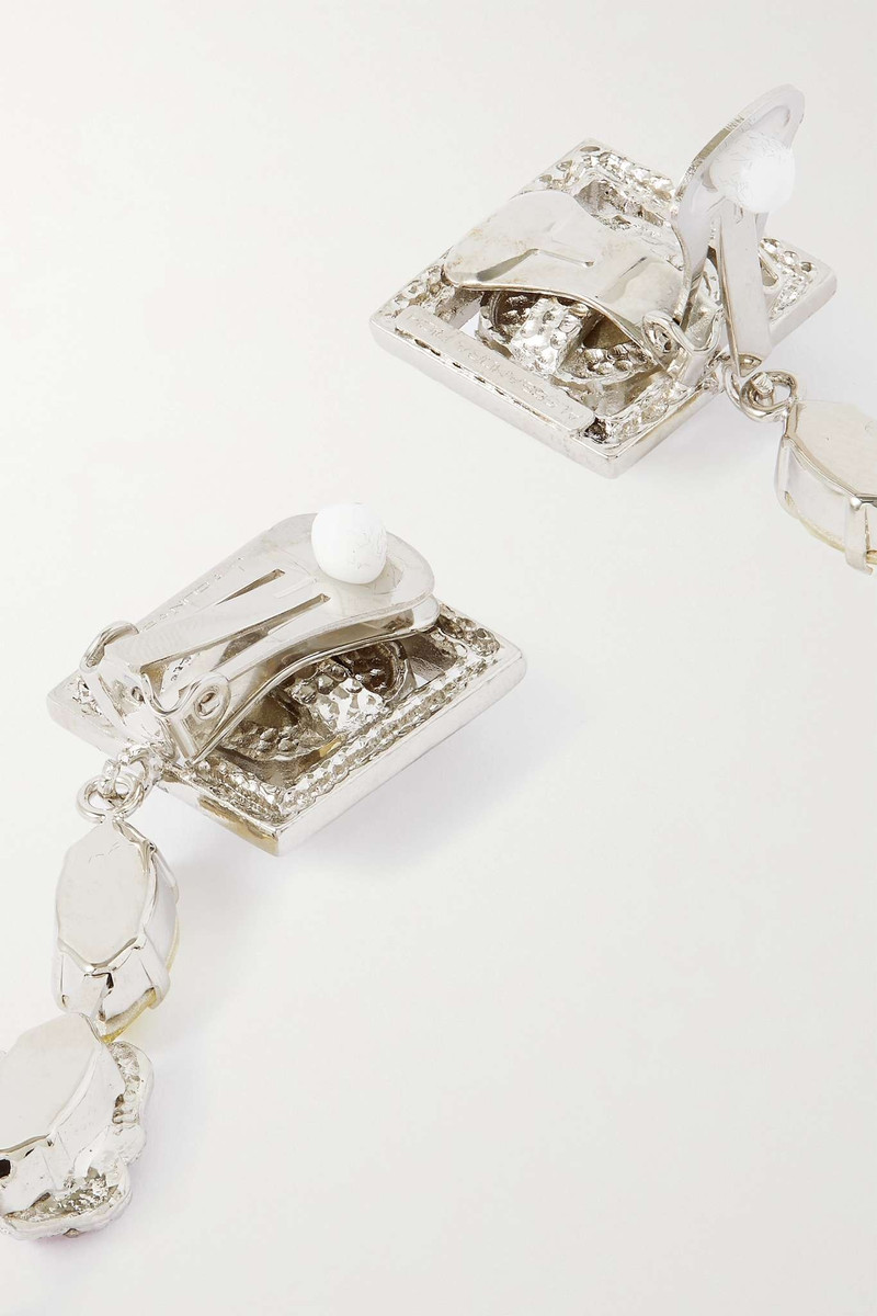 Silver-tone crystal clip earrings 3
