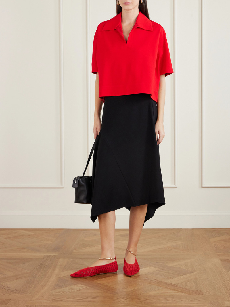 Jil Sander Cropped Crepe Polo Shirt outlook