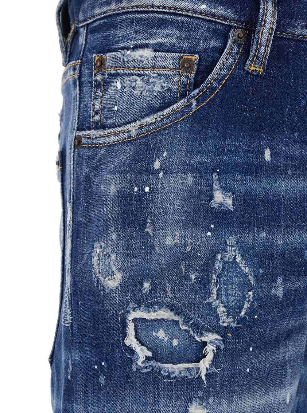 Dsquared2 Men 'Cool Gut' Blue Jeans With Belt Loops And All-Over Painted Details In Denim Man - 3