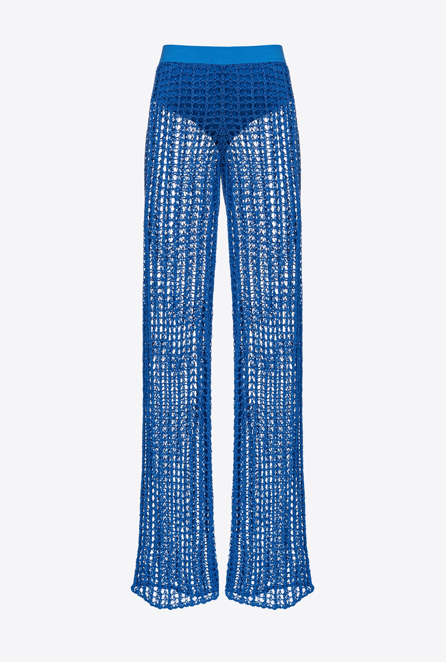 GLOSSY-THREAD MESH TROUSERS - 1