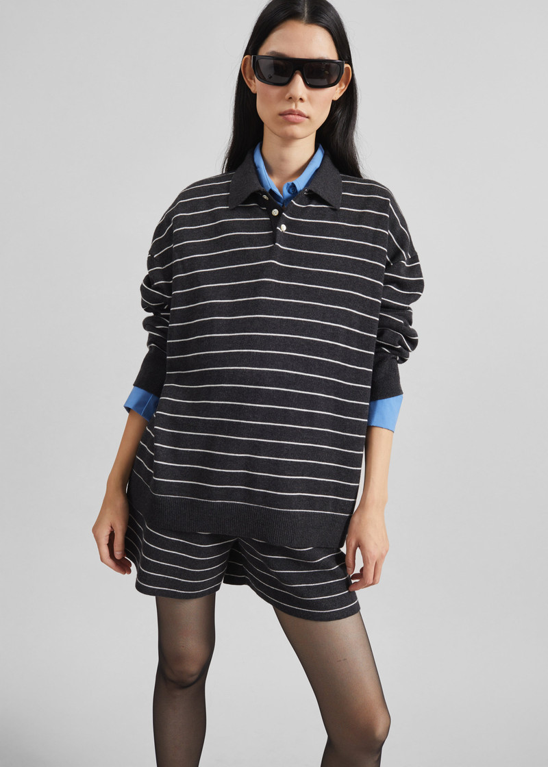 Nolma Knit Shorts - Grey/White Stripe 7