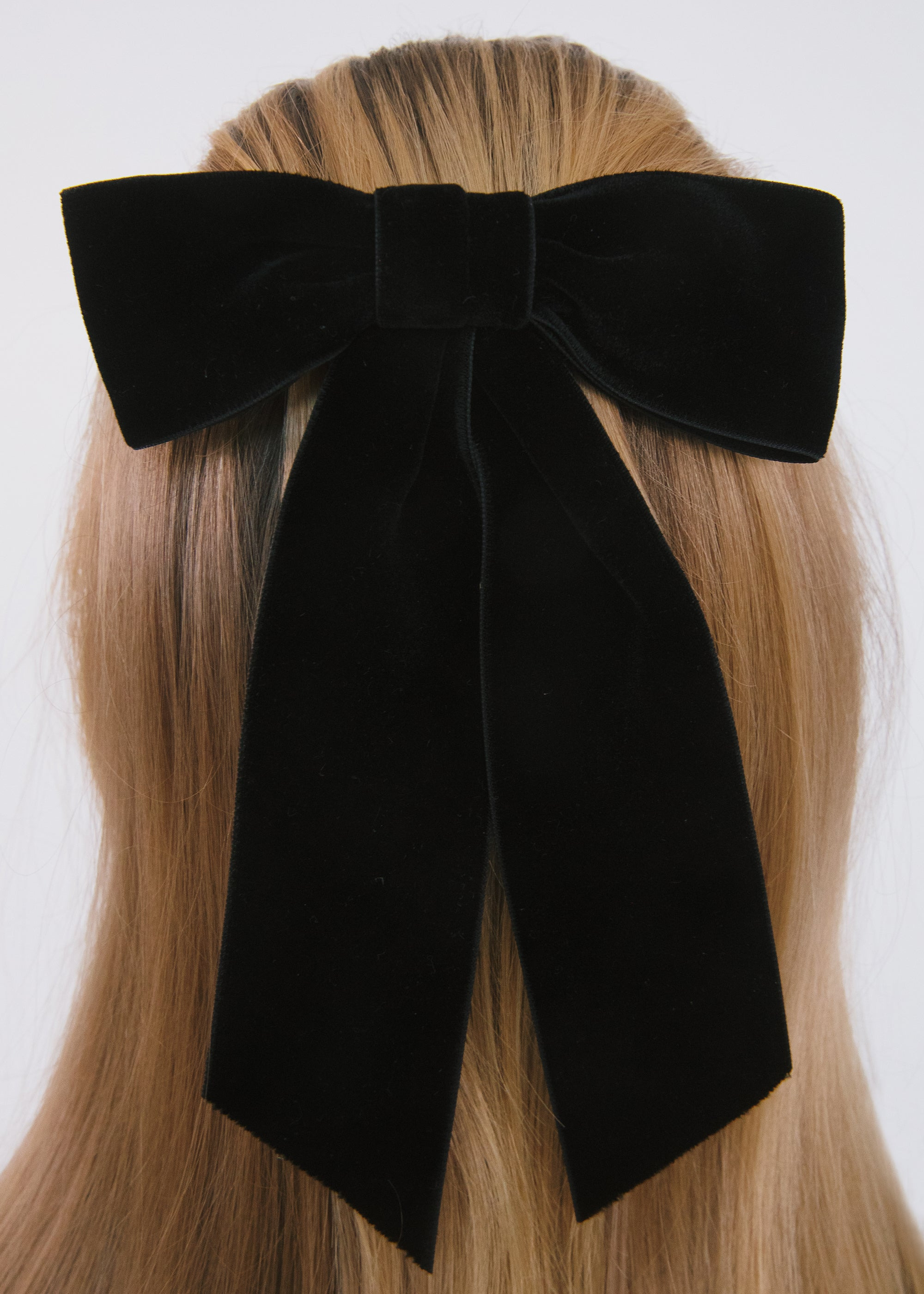 Wide Velvet Bow Barrette - 4