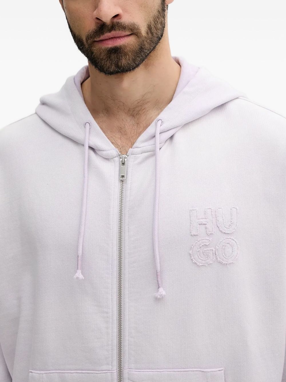 logo-patch zip-up hoodie - 4