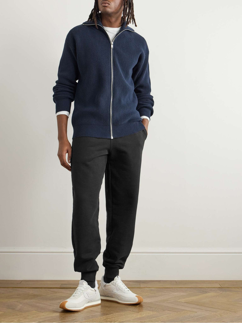 AMI Paris Tapered Logo-Embroidered Organic Cotton-Jersey Sweatpants outlook