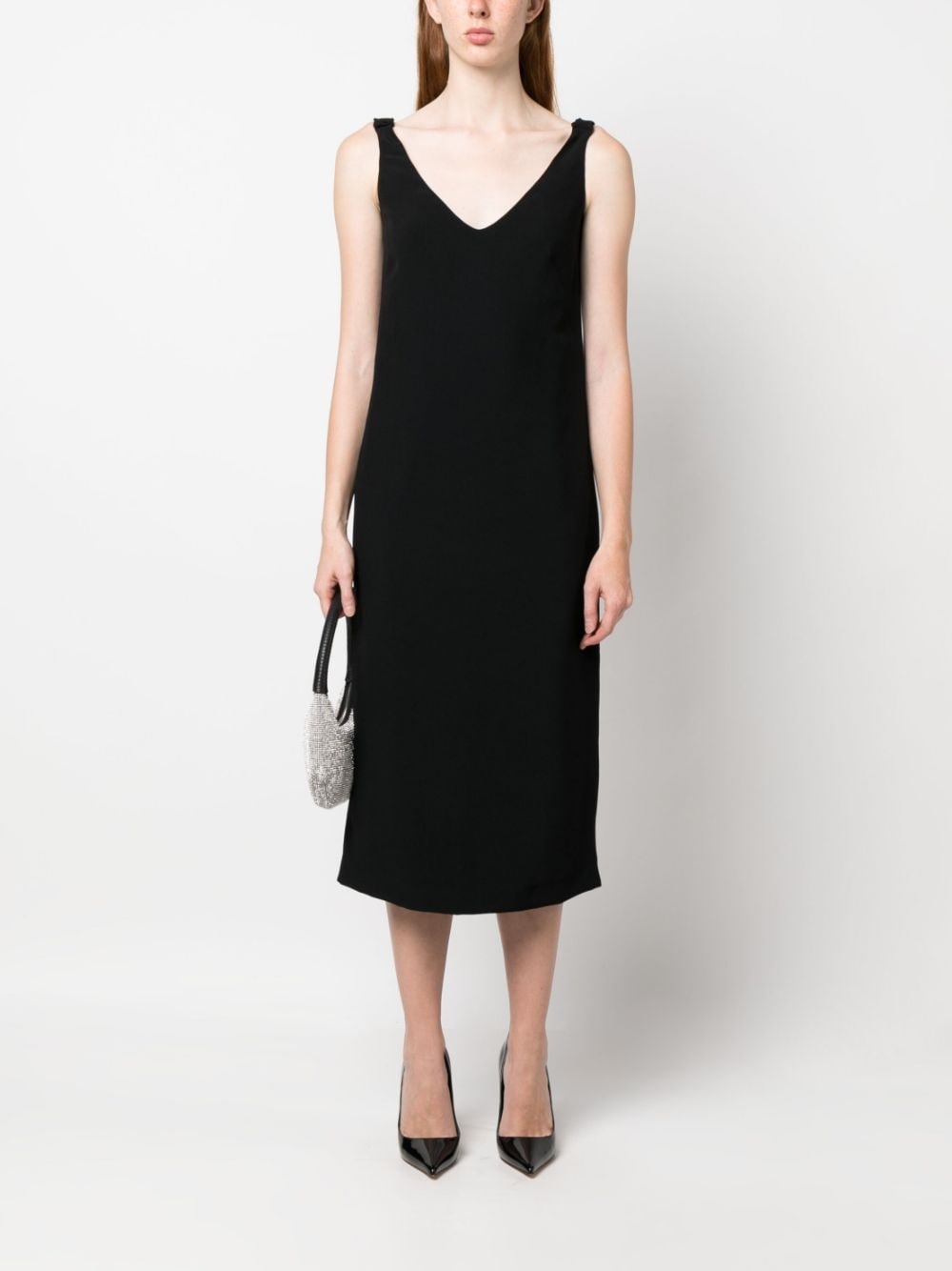 ruched-strap midi dress - 2
