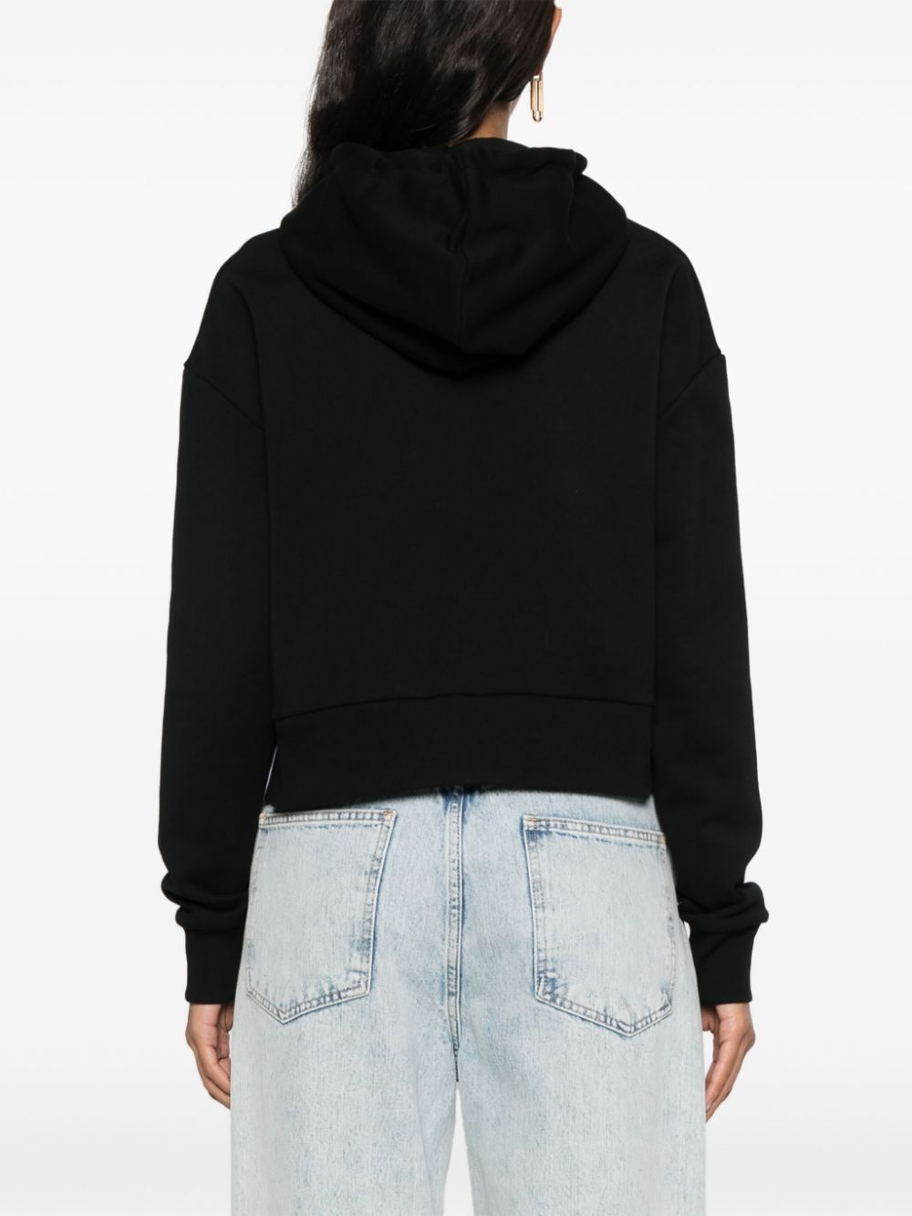 flocked-logo cotton hoodie - 4