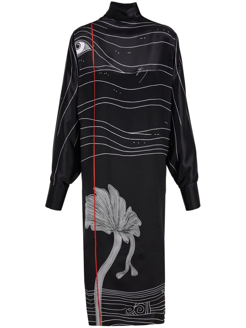 Spirit print satin dress 1