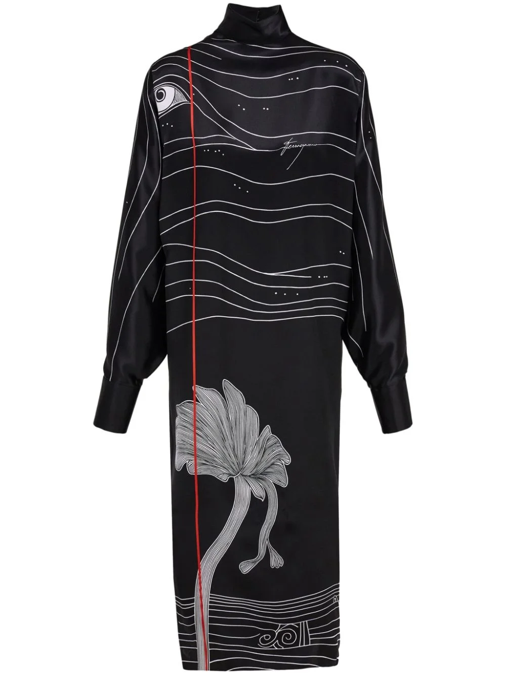 Spirit print satin dress - 1