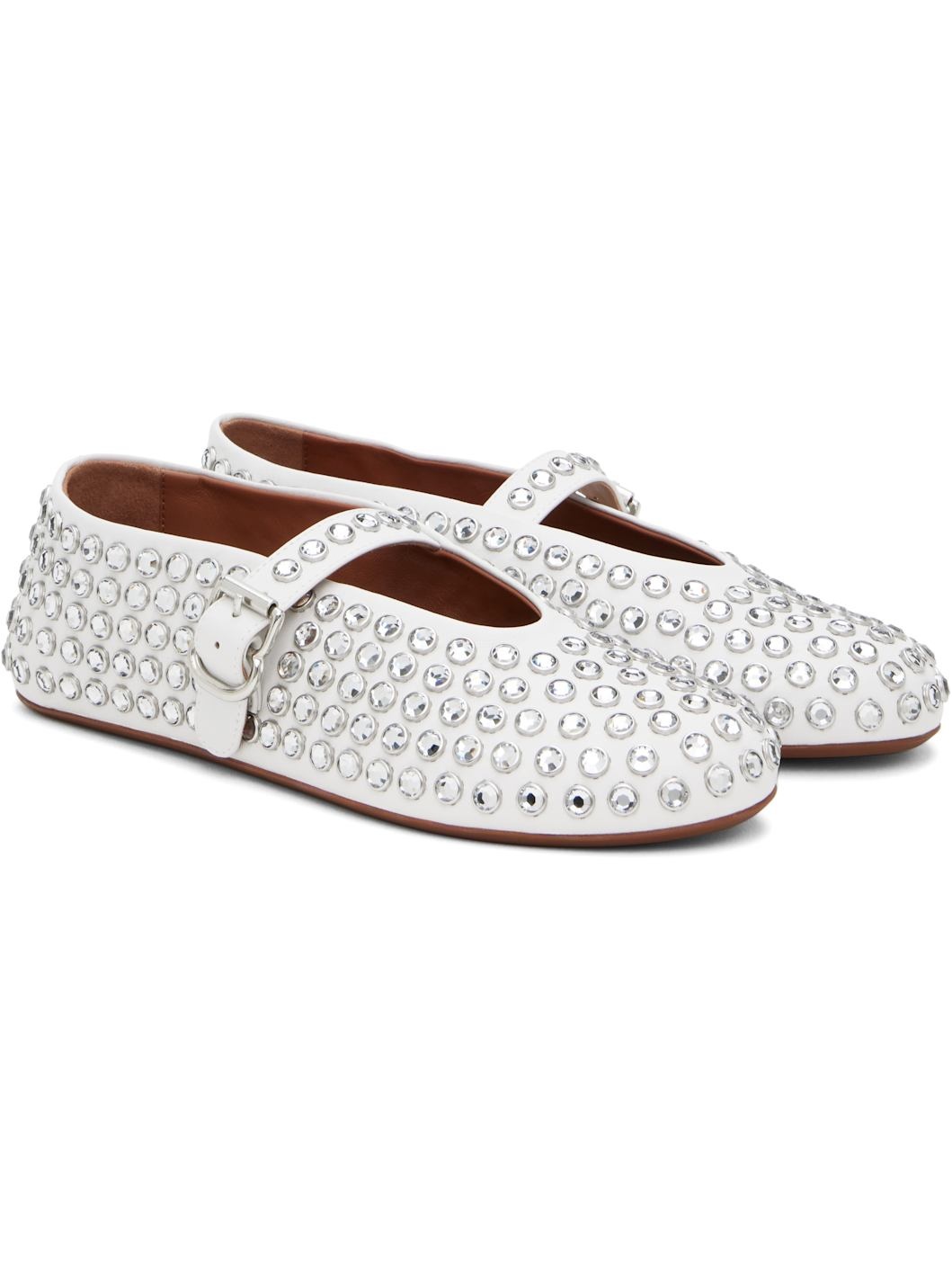 White Strass Ballerina Flats - 4
