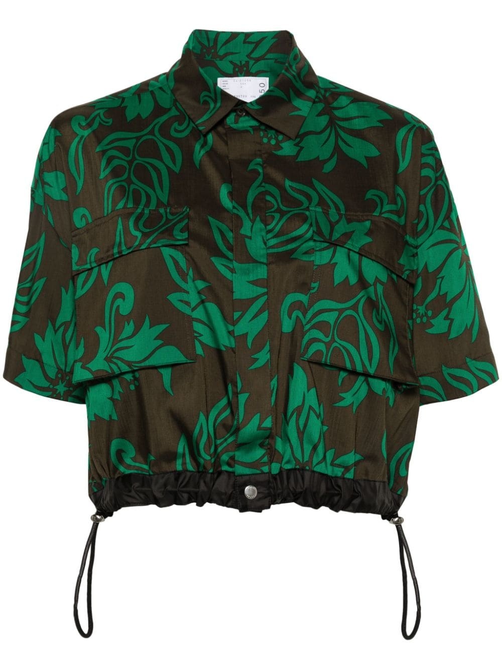 leaf-print cropped shirt - 1
