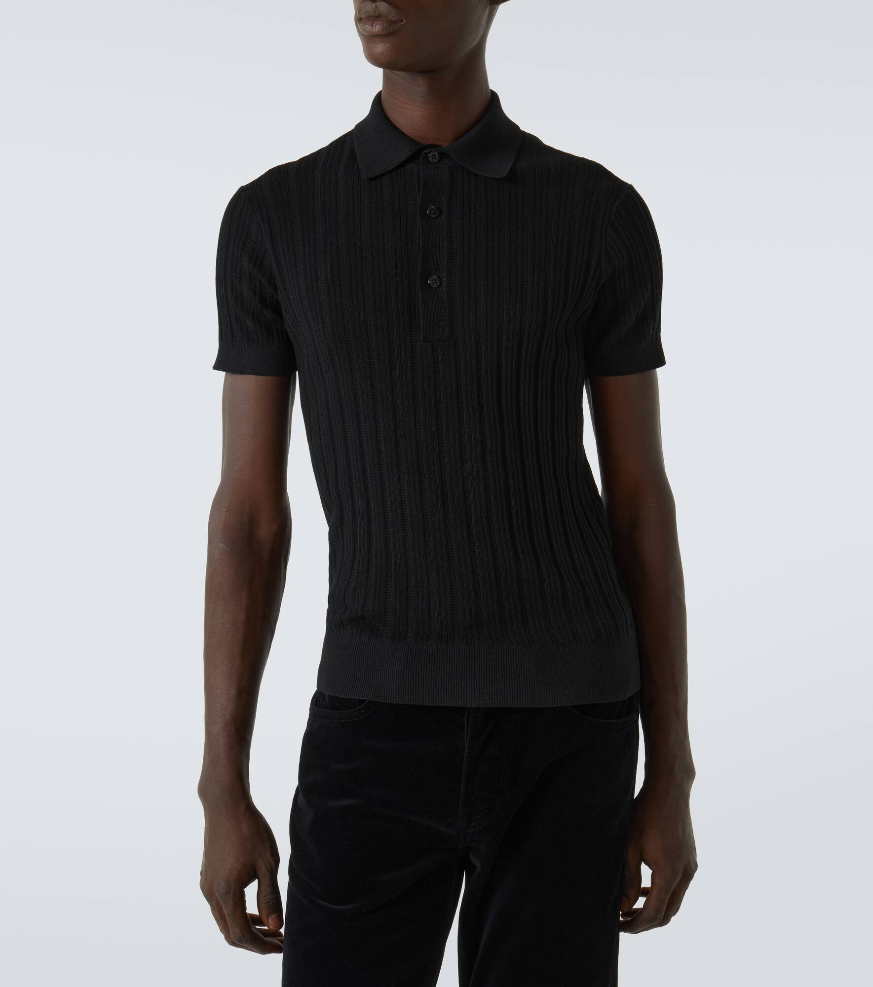 Cotton and silk polo shirt - 3