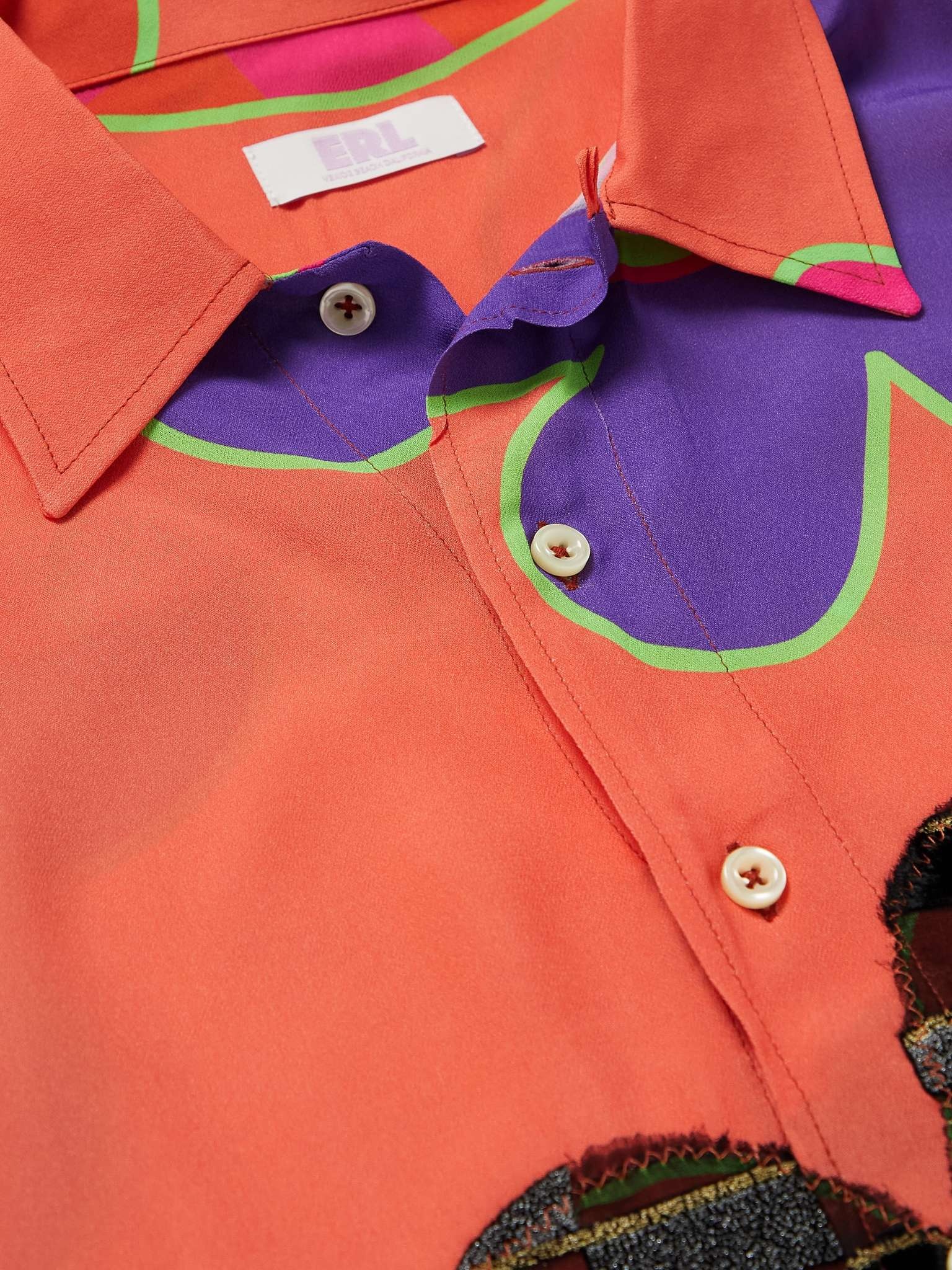 Patchwork Floral-Print Crepe and Metallic Jacquard Shirt - 5