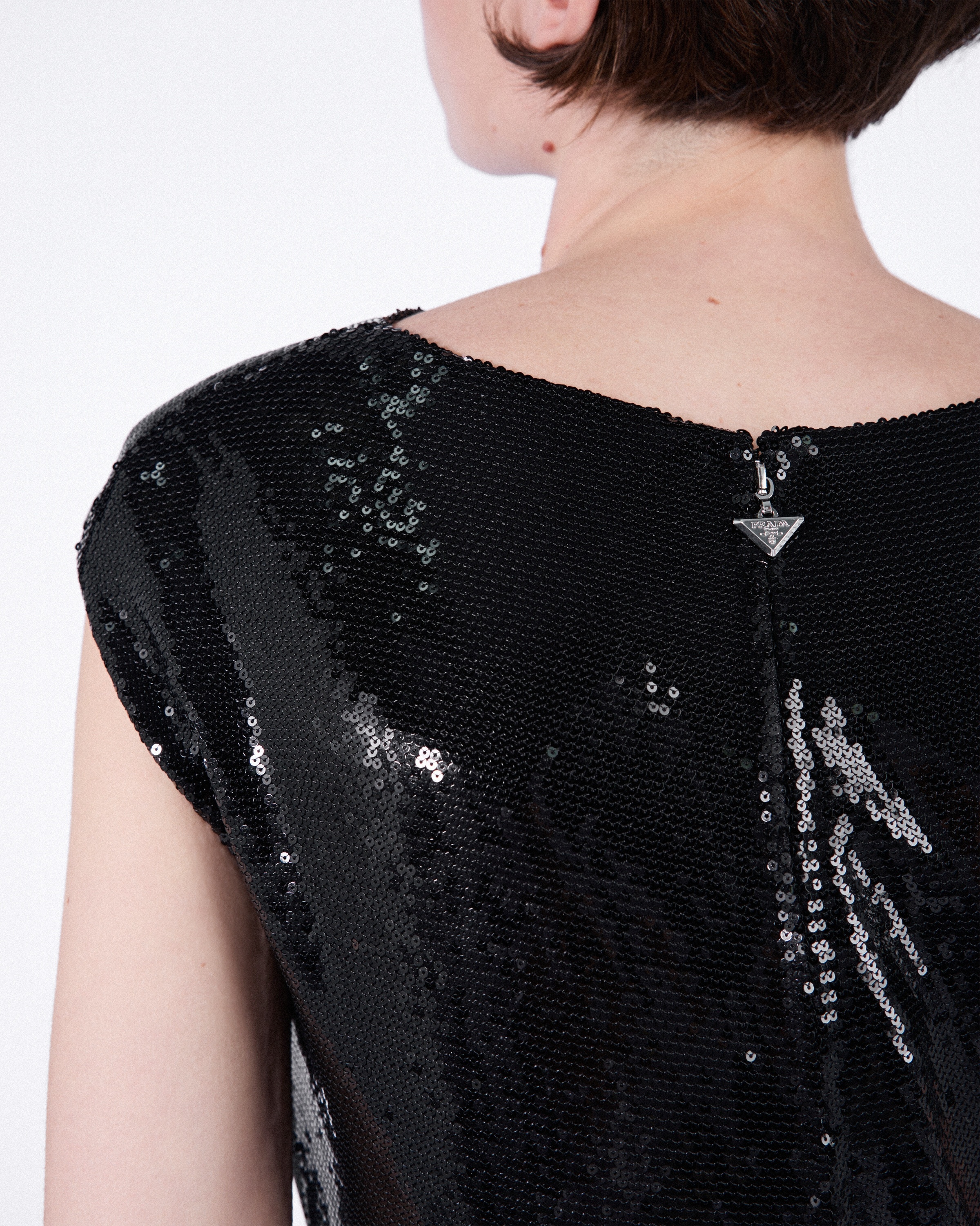 Sequined satin jersey long dress - 6