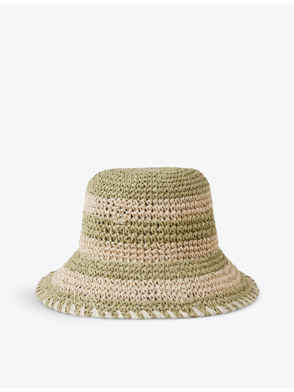 Horizontal Striped Raffia Bucket Hat - 3