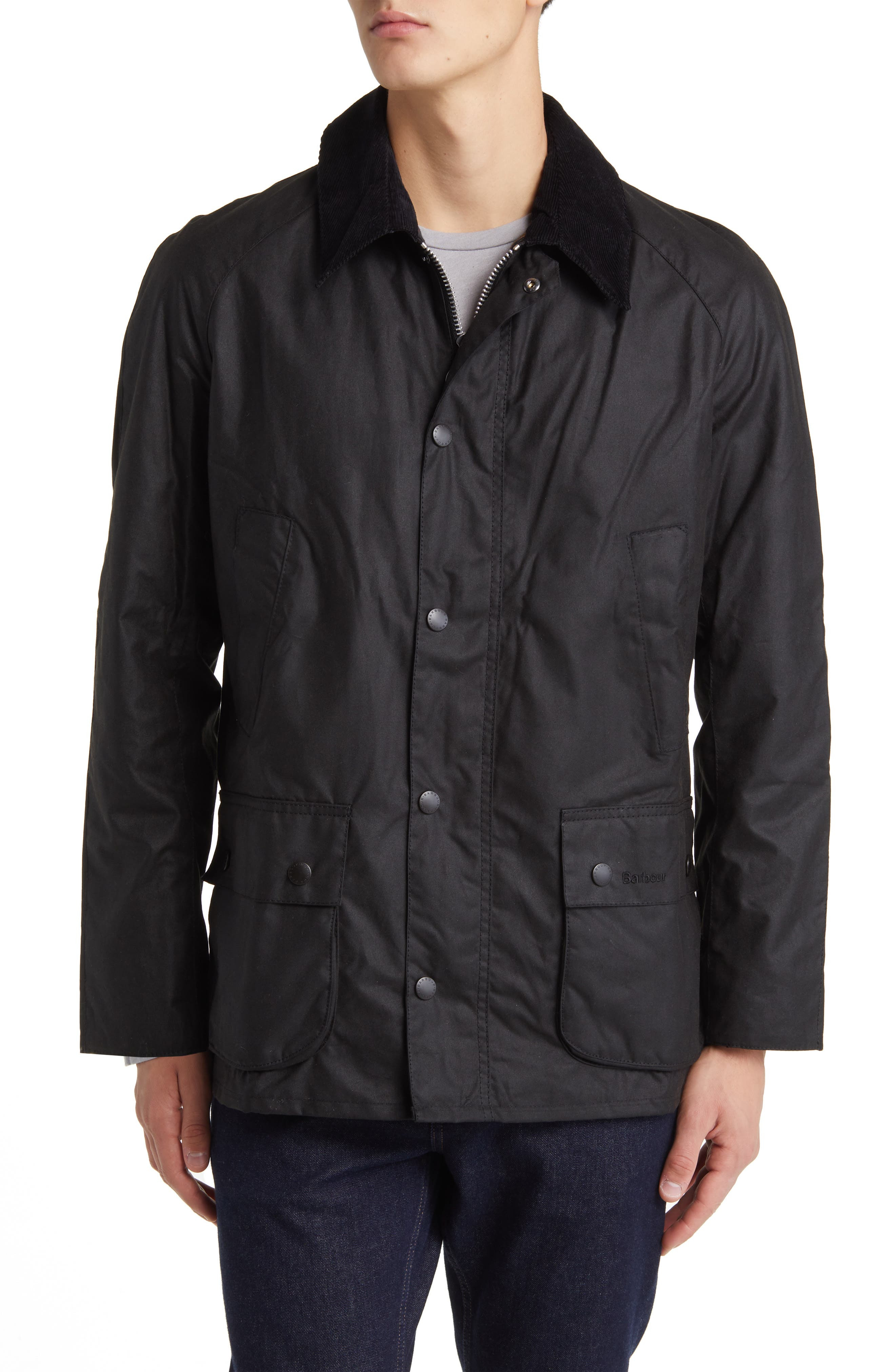 Barbour Ashby Waxed Cotton Jacket in Black/classic at Nordstrom - 4