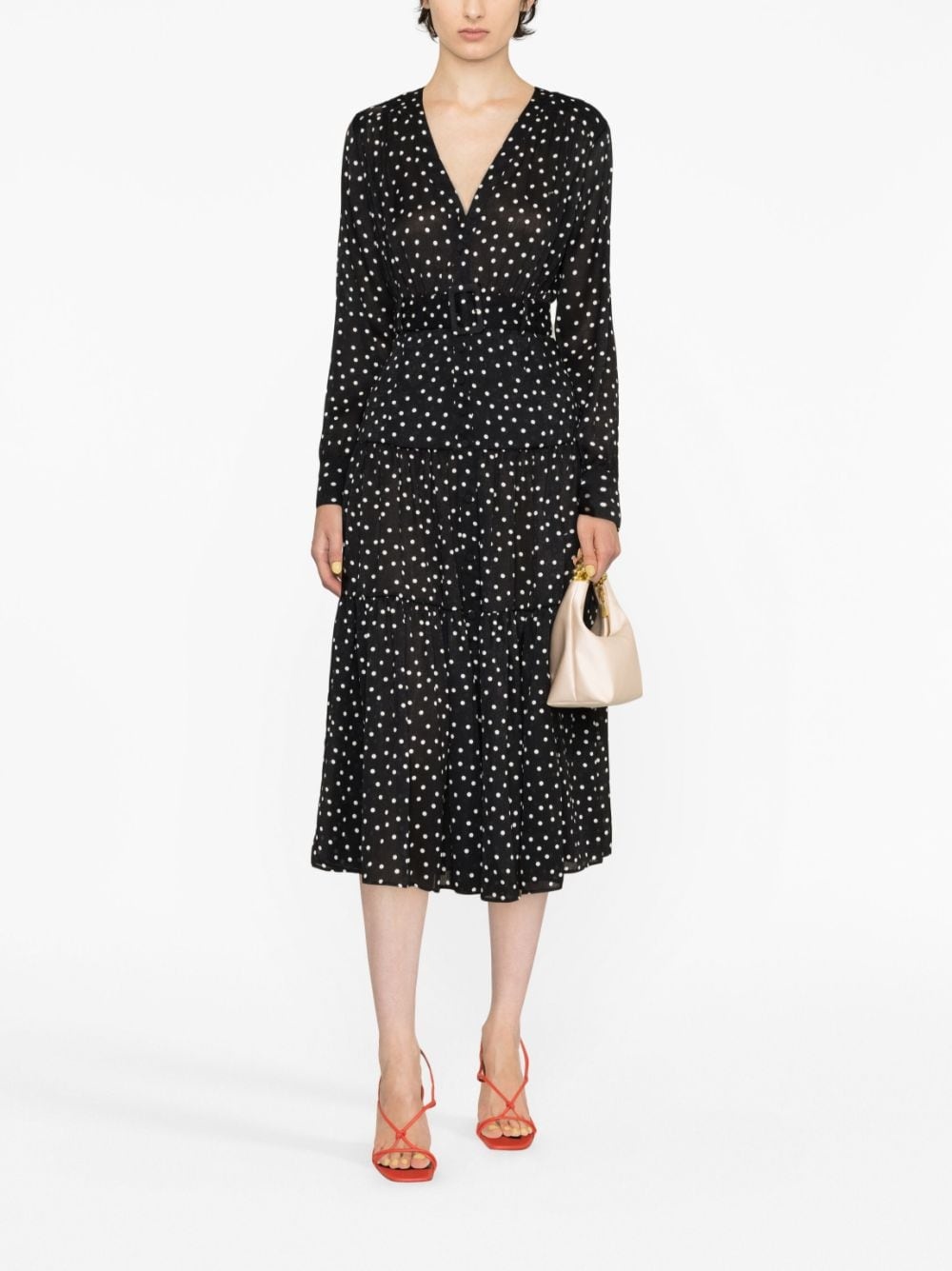 polka-dot-print belted midi dress - 2