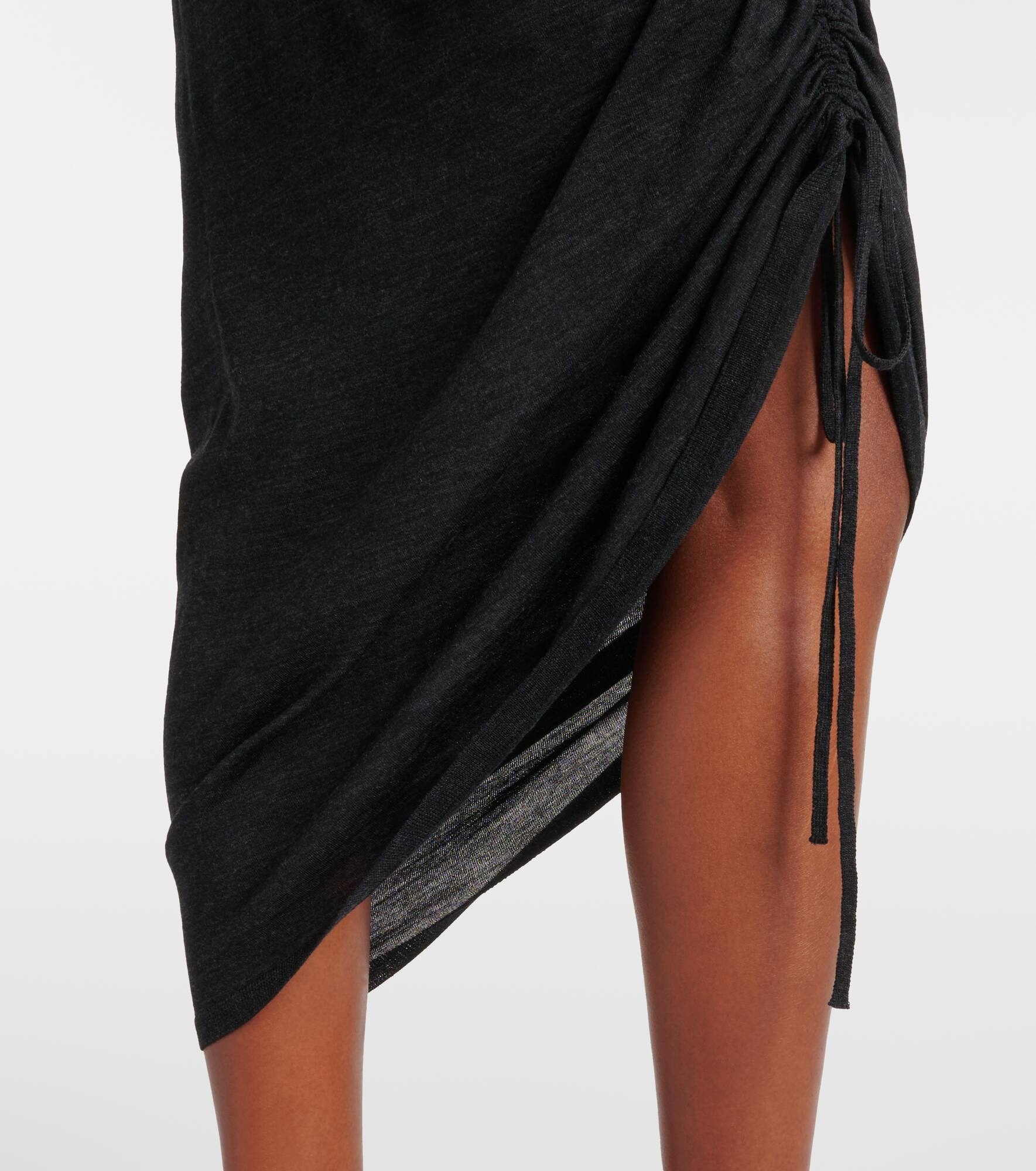 Draped wool turtleneck dress - 5