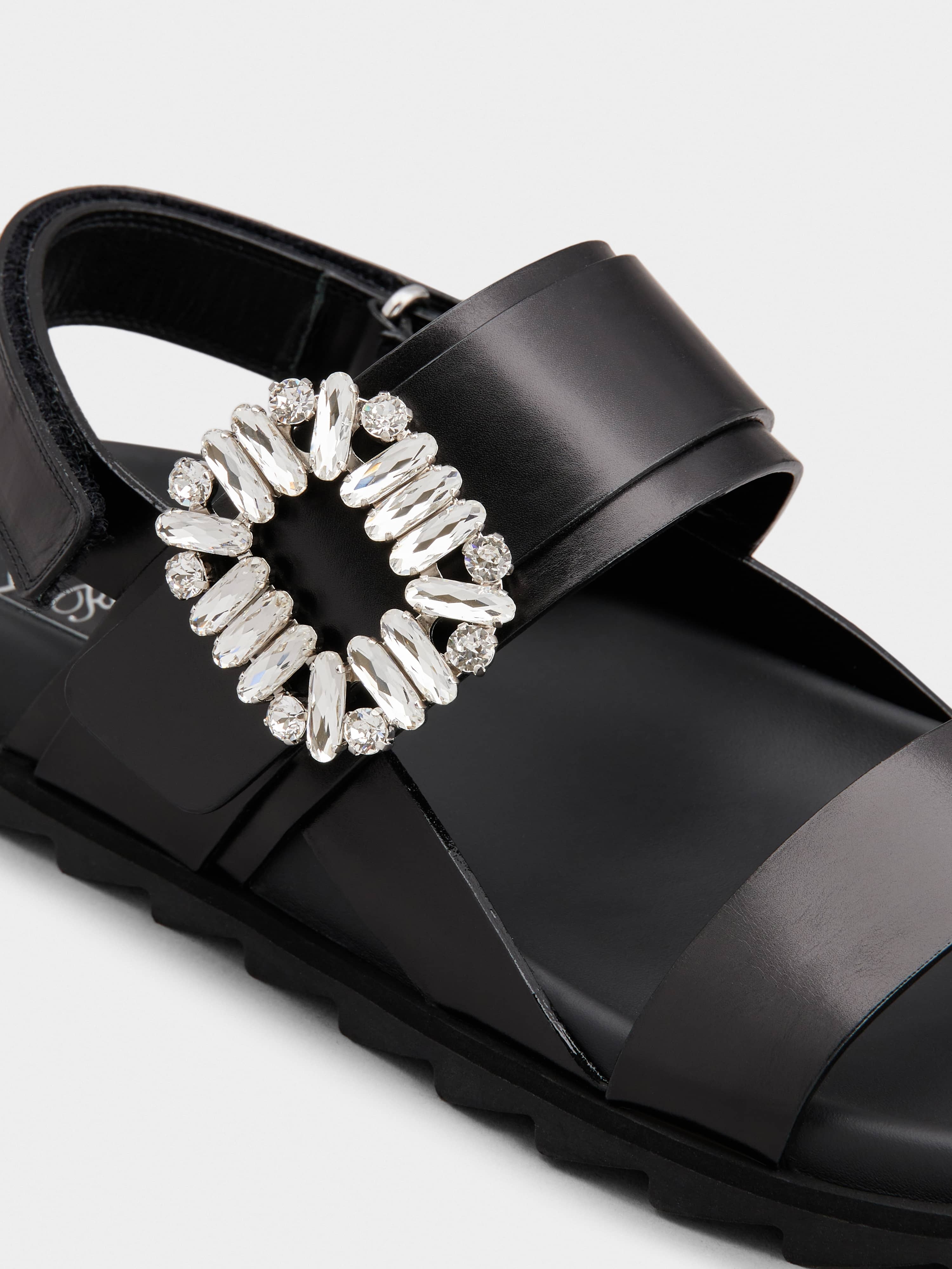 Slidy Viv' Strass Buckle Mules in Leather - 3