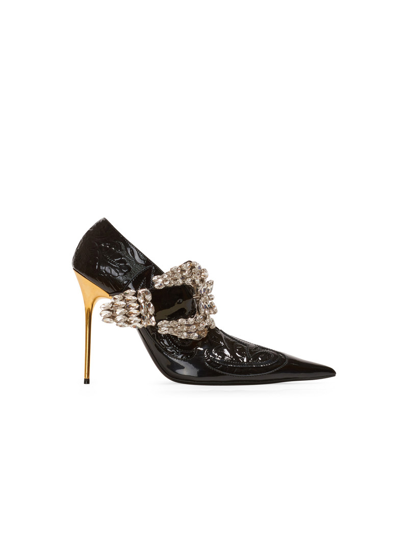 Clara Western patchwork patent leather pumps 1