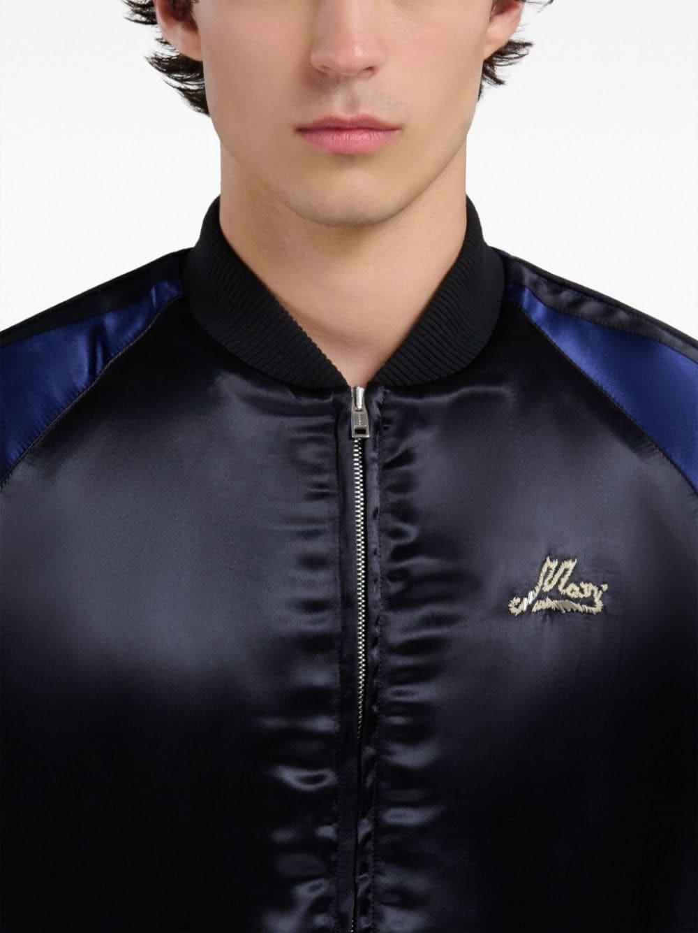 LOGO-EMBROIDERED SATIN BOMBER JACKET - 4